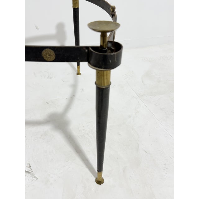 Metal Triangular Coffee Table in Iron, Brass and Marble, Italy, 1950 For Sale - Image 7 of 10
