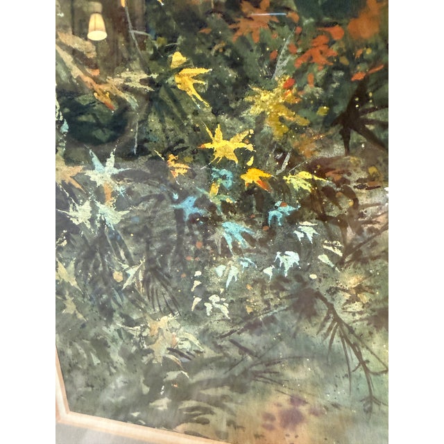1970s Circa 1972 David Solomon "Summer Woods" Original Watercolor Painting, Framed For Sale - Image 5 of 12
