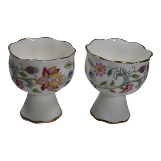Minton Haddon Hall Gold Rim Chintz 3" Candlestick Holders-a Pair For Sale
