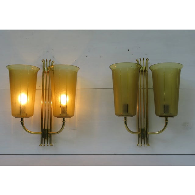 Metal Large Brass Sconces, 1950s, Set of 2 For Sale - Image 7 of 18