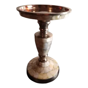 1980 Abalone Shell With Metal Single Candle Holder