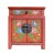 Wood Chinese Oriental Distressed Orange Red Flower End Table Nightstand For Sale - Image 7 of 7