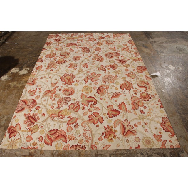 2010s Rug & Kilim’s Tudor Style Rug in Beige, Red & White Floral Pattern For Sale - Image 5 of 8