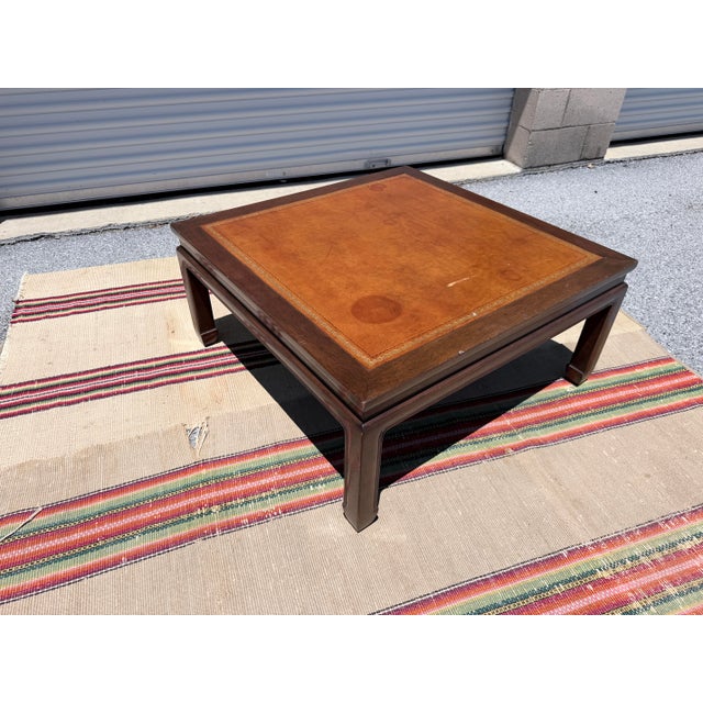 Vintage Baker Furniture Mahogany & Leather Chinoiserie Coffee Table, Circa 1960s For Sale - Image 12 of 12