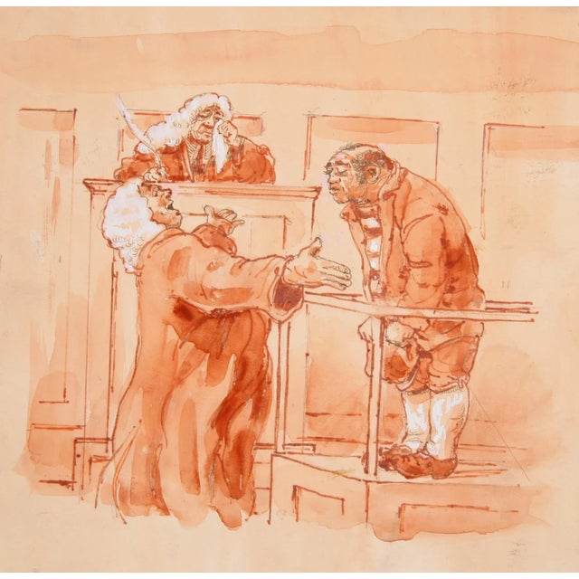 Marshall Goodman The Scapegoat II, Court Drawing by Marshall Goodman circa 1990 For Sale