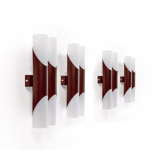 Brown and White Double Glass Wall Sconces from Neuhaus, Germany, 1970s, Set of 2 For Sale - Image 4 of 10