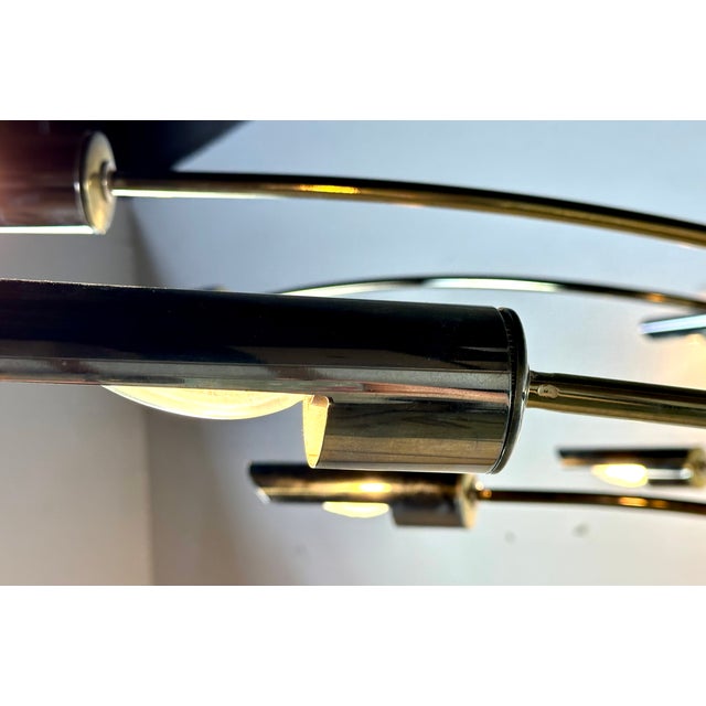 Italian 6-Light Arc Floor Lamp in Gilded Brass, 1970s For Sale - Image 6 of 15