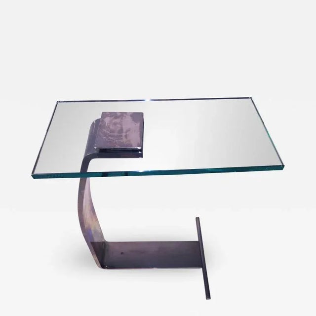 Modernist Chrome and Glass Table For Sale - Image 11 of 11