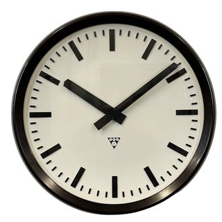 Large Industrial Bakelite Factory Wall Clock from Pragotron, 1960s For Sale