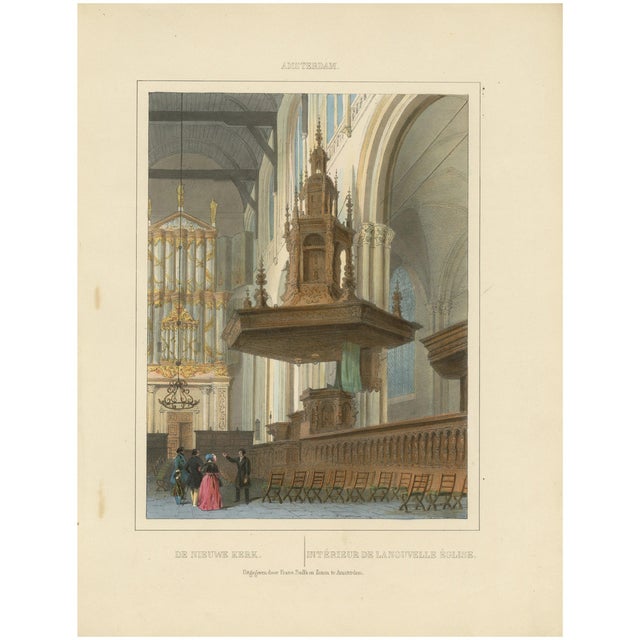 C. Springer, New Church Interior, 1850, Lithograph on Paper For Sale
