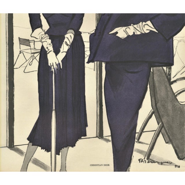 Mid-Century Modern 1954 French Christian Dior Fashion Print For Sale - Image 3 of 4
