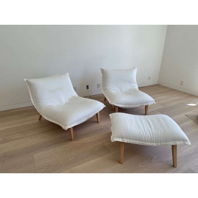 1980s Ligne Roset Vintage Lounge Chairs + Ottoman For Sale - Image 5 of 5