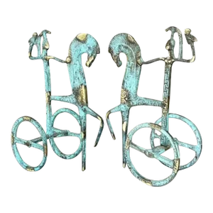 Vintage Regency Etruscan Soldiers on Horseback - a Pair