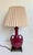 Metal Vintage Burgundy Glazed Ceramic Amphora Double Handle Table Lamp With Pleated Shade For Sale - Image 7 of 12