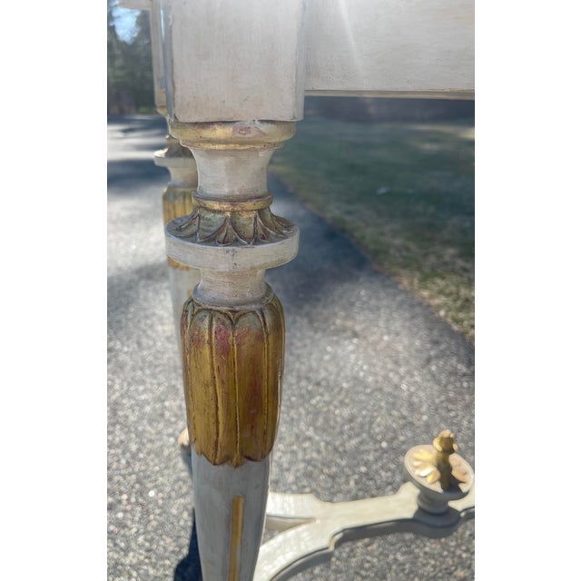 Ivory Antique Gustavian Swedish French Neoclassical Painted Wood Gilt Console Table W/ Faux Marble Top For Sale - Image 8 of 9