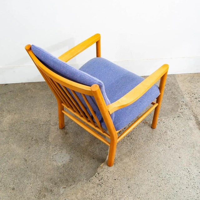 Mid Century Danish Modern Lounge Chair Ole Erik Jorgensen Purple Fabric Wood MCM For Sale - Image 9 of 12