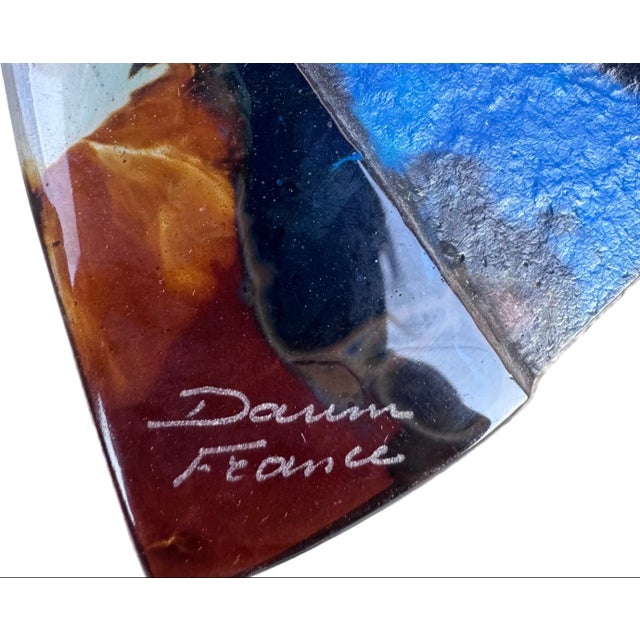 Vintage French Signed Daum Art Glass Pate De Verre Peacock Sculpture/Figurine For Sale - Image 9 of 9