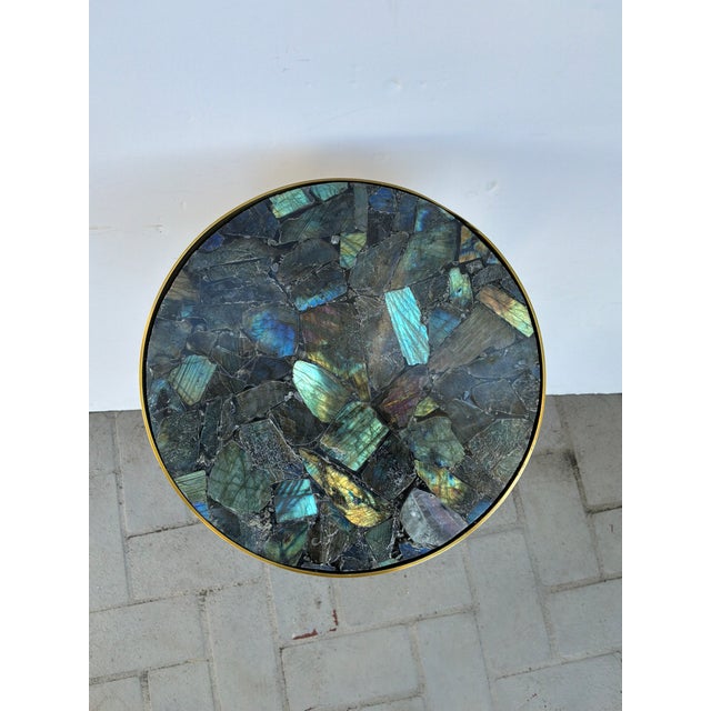 Uttermost Uttermost Pascal Drink Table Labradorite Stone Top. For Sale - Image 4 of 4