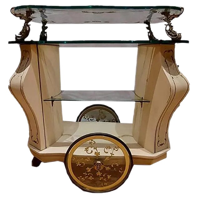 Mid-Century Basket with Glass Wheels For Sale