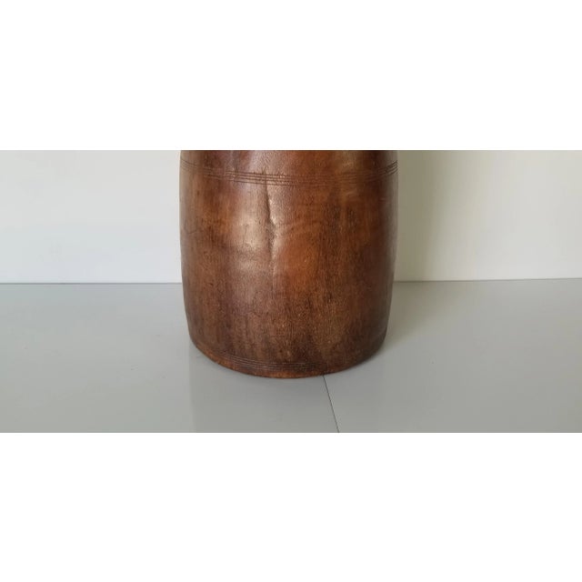 1970s Vintage Primitive Style Hand Carved Wood Decorative Vase For Sale - Image 5 of 12