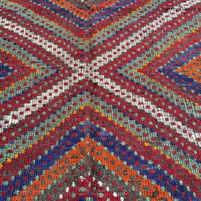 Traditional Turkish Kilim Rug ,Vintage Anatolian Turkish Kelim 295 X 197 Cm, 1930s For Sale - Image 9 of 11