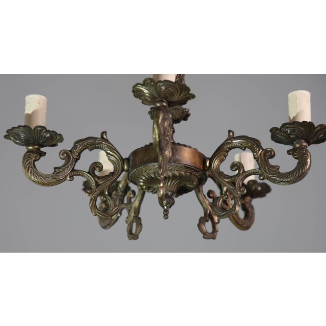 Brass Vintage Brass Chandelier, 1960s For Sale - Image 8 of 14