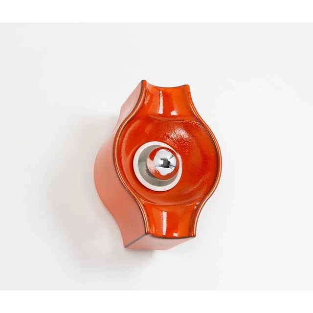 Orange Ceramic Wall Light by Cari Zalloni, 1970s For Sale - Image 4 of 10