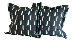 24” Indigo Dyed Linen Pillows by Jim Thompson - a Pair