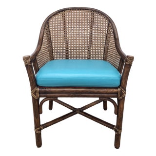 Vintage Mid Century McGuire Rattan & Cane Arm Chair For Sale