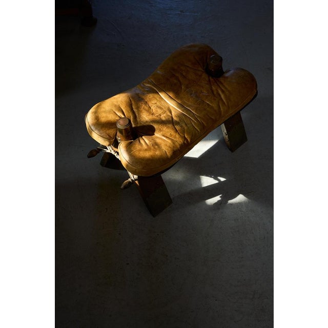 Vintage Pommel Horse Ottoman in Leather and Wood, 1960s For Sale - Image 6 of 13