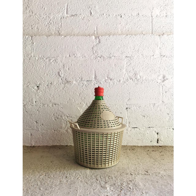 Mid-Century Modern Large Vintage Wine Balloon in Grey Basket, Italy, 1950s For Sale - Image 3 of 10