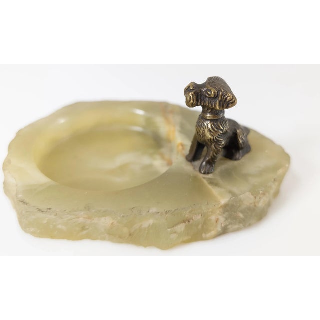 Metal Early 20th Century Art Deco Style Onyx Stone Ashtray With Brass Scotty Dog For Sale - Image 7 of 9