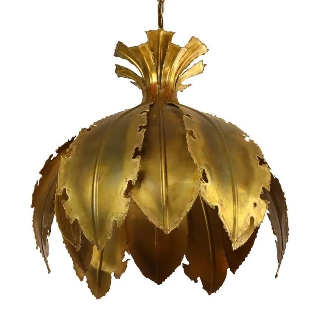 Brutalist Acid Treated Brass Pendant Lamps by Svend Aage for Holm Sorensen, Set of 2 For Sale - Image 4 of 9