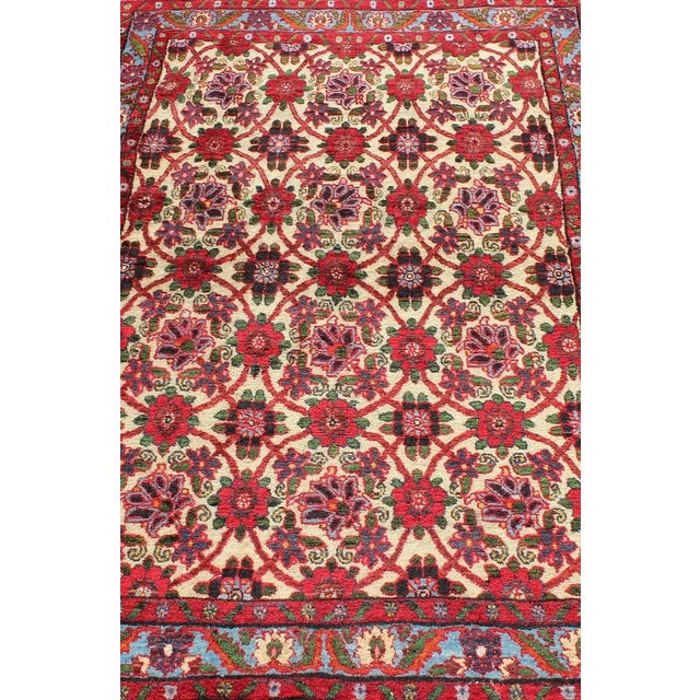 Semi Antique Persian Malayer Rug With Floral Pattern in Rich Red, Yellow Tones For Sale In Atlanta - Image 6 of 12