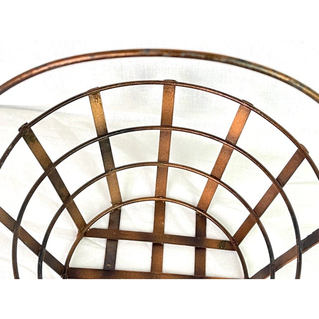 Early 21st Century Distressed Bronze Copper Style Metal Basket For Sale - Image 5 of 10