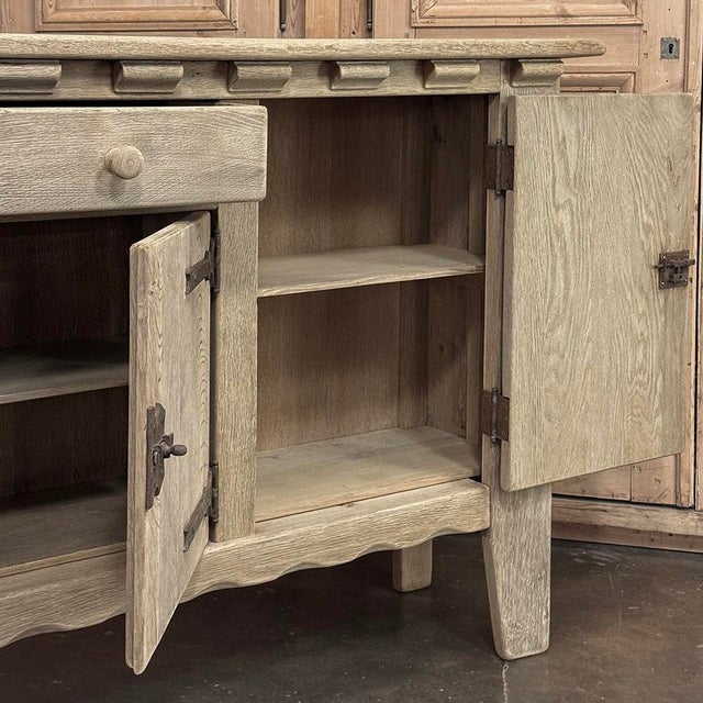 Dutch Neo-Gothic Stripped Oak Buffet With Hand-Forged Ironwork For Sale - Image 15 of 18