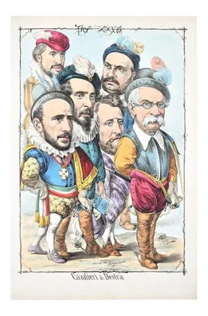 Cavalieri di Destra - Lithograph by A. Maganaro - 1870s 1870s