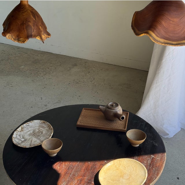 Small Organic Teak Pendant Light with Hat, 1980s For Sale - Image 12 of 18