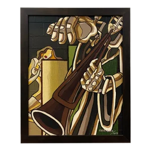Franklin Cassierra Oil on Canvas Painting Jazz Musician