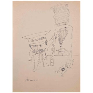 Mino Maccari, Il Mondo, Drawing, 1960s For Sale
