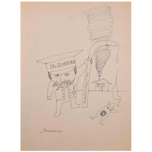 Mino Maccari, Il Mondo, Drawing, 1960s For Sale