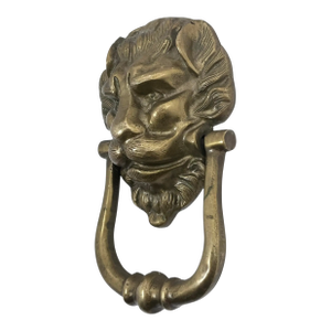 Vintage English Brass Lion Head Door Knocker