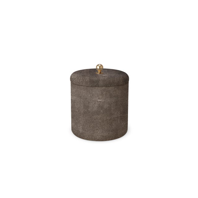 Contemporary AERIN Faux Shagreen Ice Bucket, Chocolate For Sale - Image 3 of 3