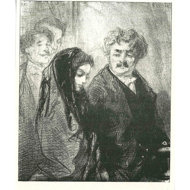 Paul Gavarni, The Companionship, Original Lithograph, 1881 For Sale