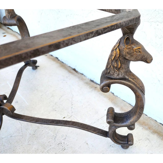 Horse Coffee Center Table Patinated Steel Hoof Footed Maison Jansen Style For Sale In Miami - Image 6 of 12