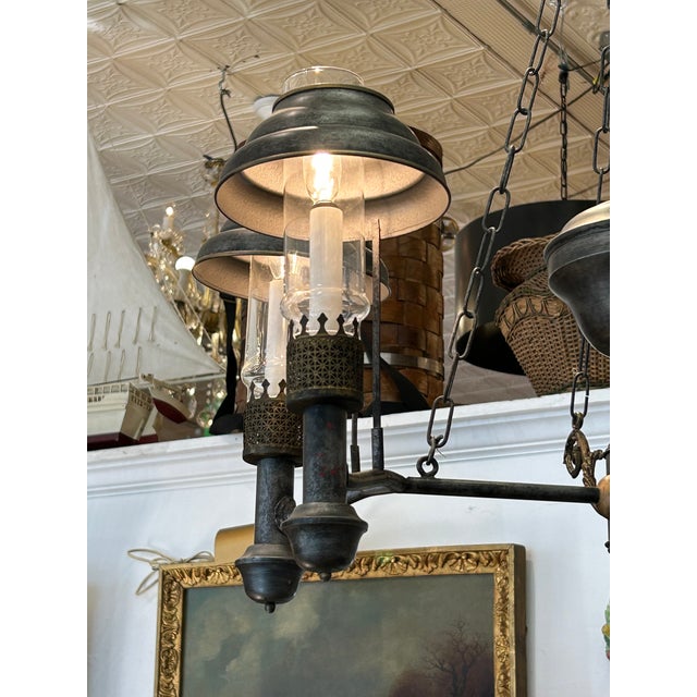 Bronze Dark Bronze Color Tole Multi Arm Rustic Chandelier For Sale - Image 8 of 8