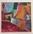Blocky, architectural forms and loose, but broad brushstrokes in striking colors of magenta, maroon, goldenrod yellow, and...