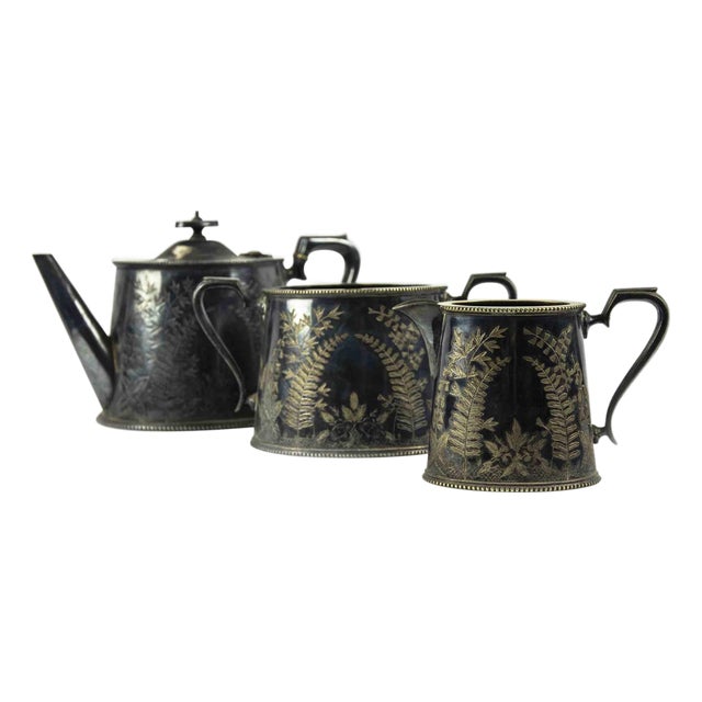 Mid-Century Sheffeld Silverplate Tea Service from J.H. Potter, United Kingdom, Set of 3 For Sale