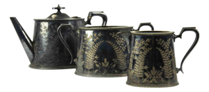 Mid-Century Sheffeld Silverplate Tea Service from J.H. Potter, United Kingdom, Set of 3