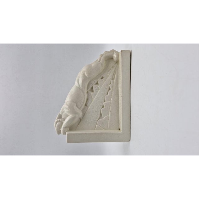 Art Deco Bookends Depicting Panthers in Craquele Ceramic by Charles Lemanceau for Saint Clement, France, 1940s, Set of 2 For Sale - Image 4 of 11